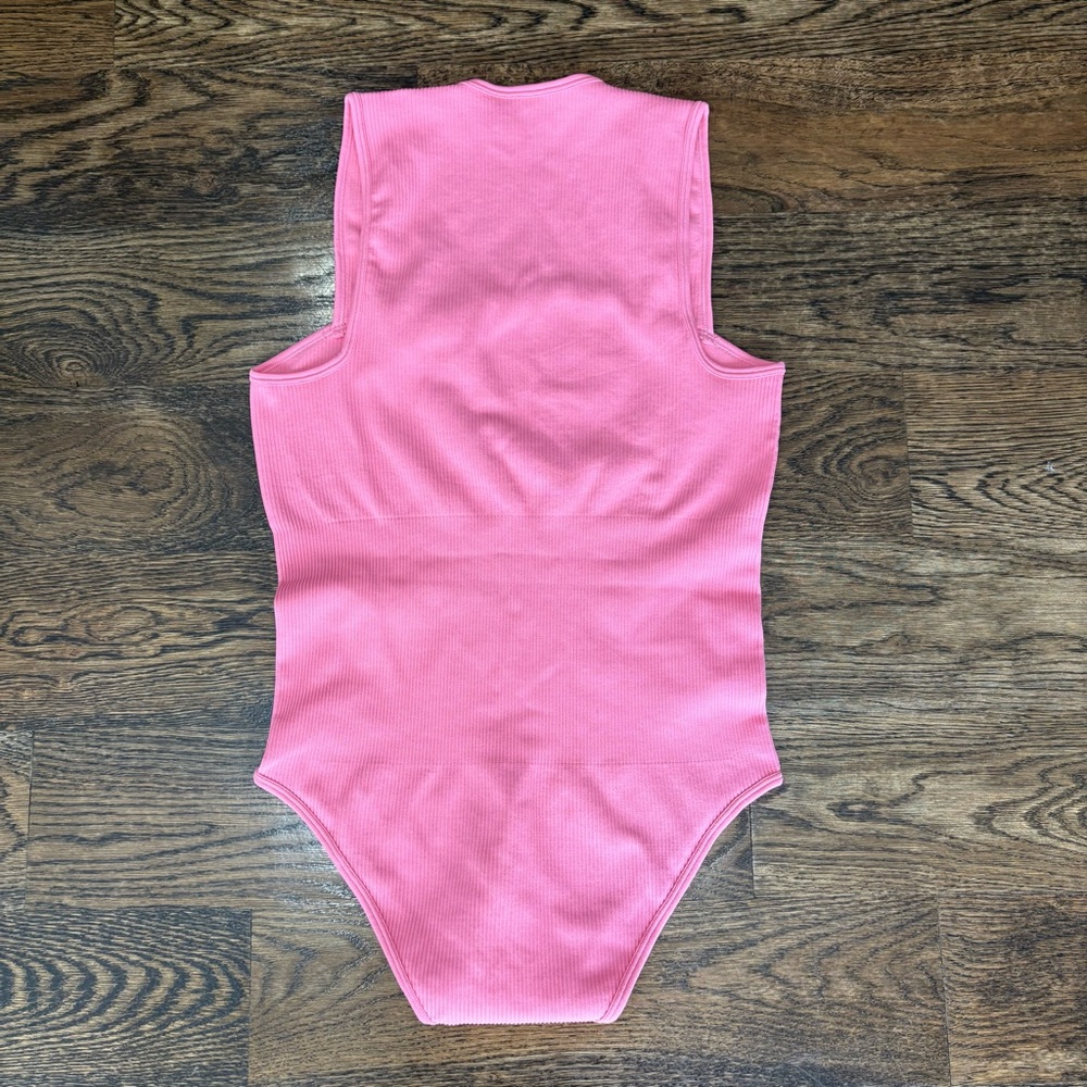 Cute Pink Ribbed Bodysuit - Picture 3 of 5